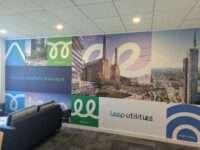 Leep Utilities office rebrand breakout room branding